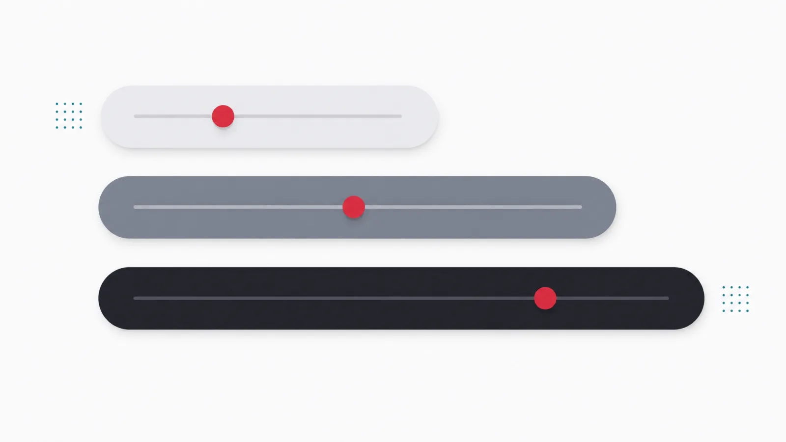 Three progressively longer bands each with a red marker positioned somewhere along its length
