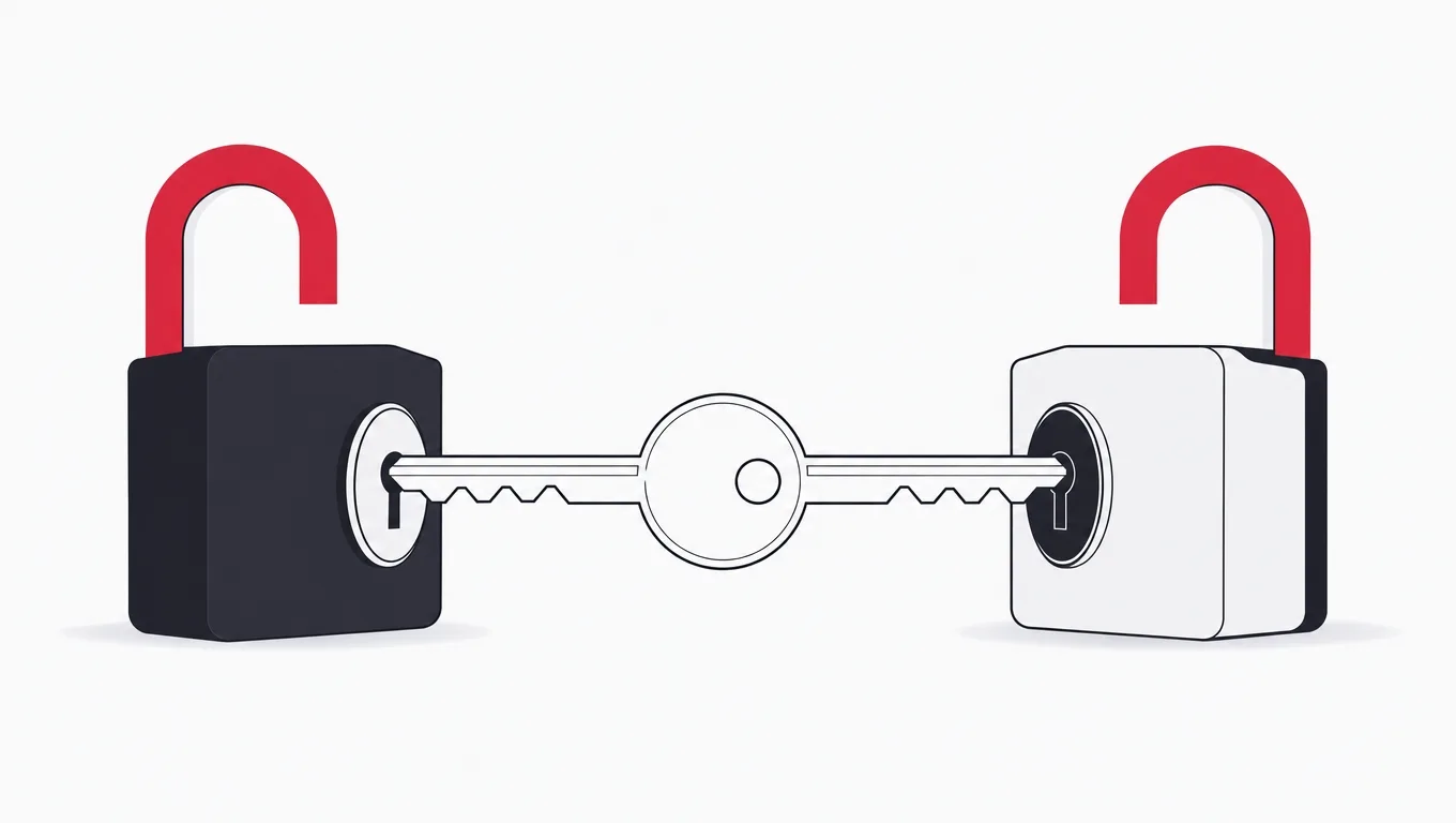 One key cut once opening two different door locks, with two separate cutting stations faint behind