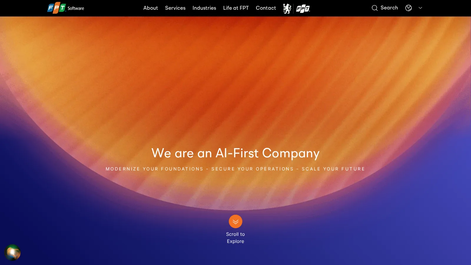 FPT Software homepage declaring itself an AI-first company