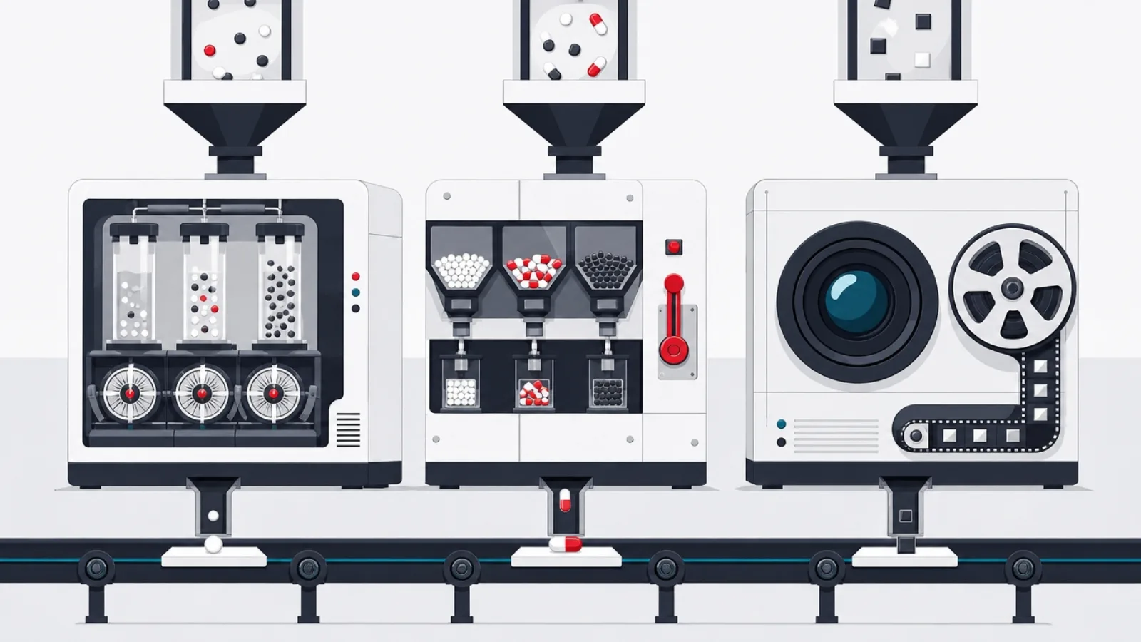 Lab, pharmacy and imaging drawn as three distinct engines feeding a shared results rail
