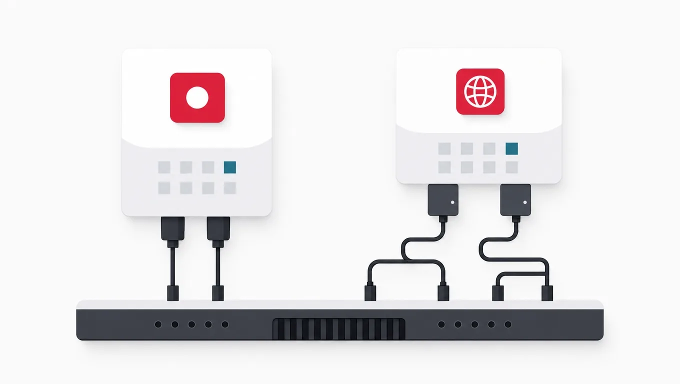A native app plugged directly into deep device sockets while a web app reaches them through longer adapters