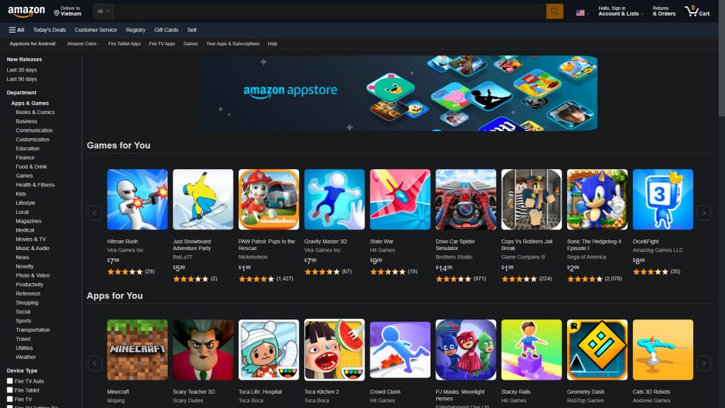 amazon app store as an android app store alternative
