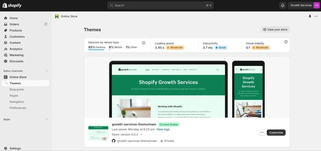 shopify website screenshot