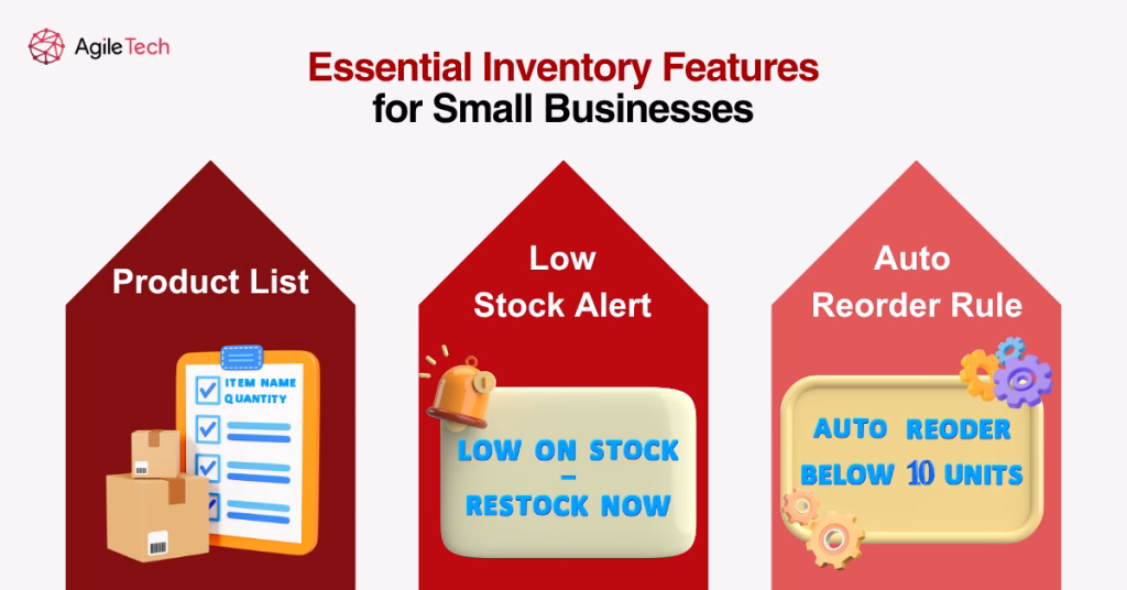 basic inventory features product list low stock auto reorder