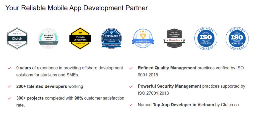 Image contains badges and certifications of AgileTech